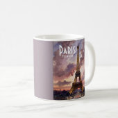 Mug Paris Eiffel Tower Twilight Watercolor Custom Text (Devant droit)