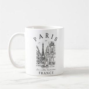 Mug Paris France –  Esquisse avec la Tour Eiffel & Caf