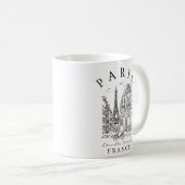 Mug Paris France –  Sketch with Eiffel Tower & Café (Devant droit)
