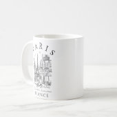Mug Paris France –  Sketch with Eiffel Tower & Café (Devant gauche)
