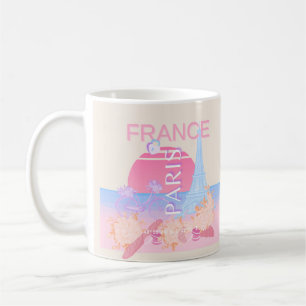 Mug Paris, France, Travel Art, Preppy, Pastel