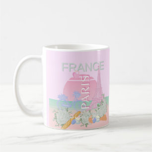 Mug Paris, France, Travel Art, Preppy, Pastel, Rose