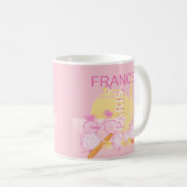 Mug Paris, France, Travel Art, Preppy, Rose (Devant droit)