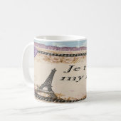 Mug Paris Je t'aime Mon amour Style Vintage (Devant gauche)
