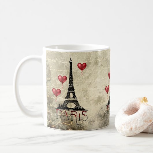 Mug Paris, la Tour Eiffel et le Parchemin des Ballons (Avec donut)