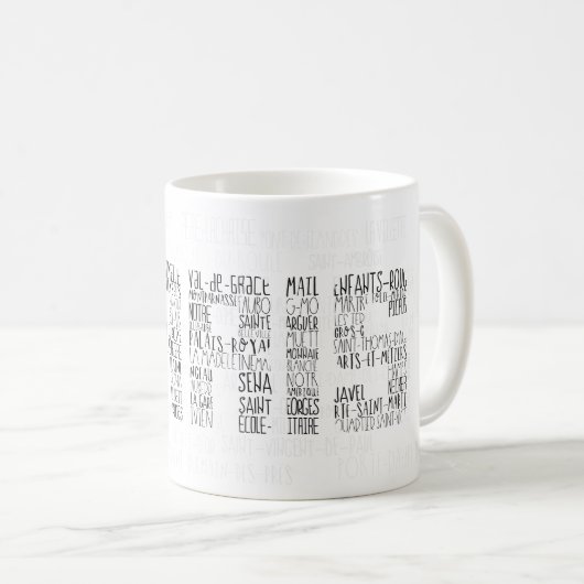 Mug Paris Quartiers Typographique Word Art (Devant droit)