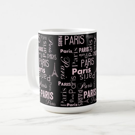 Mug Paris rose et noir (Devant gauche)