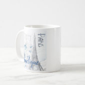 Mug Paris Scène et Fleurs Bleues Personnalisées (Devant gauche)