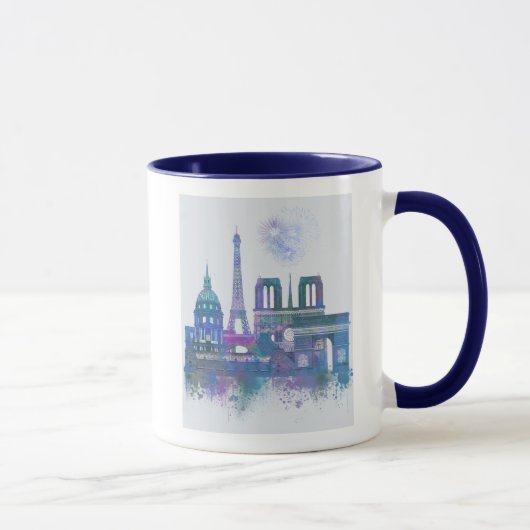 Mug Paris Skyline - Aquarelle bleu (Droite)