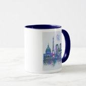 Mug Paris Skyline - Aquarelle bleu (Devant droit)