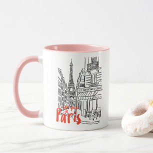 Mug Paris Street Sketch Art