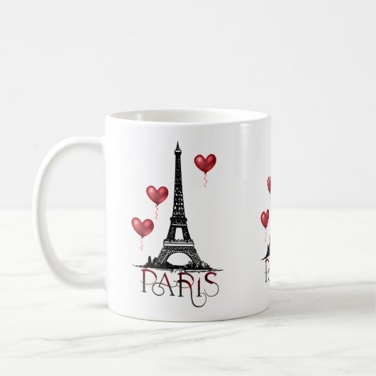 Mug Paris, Tour Eiffel et Ballons rouges (Gauche)