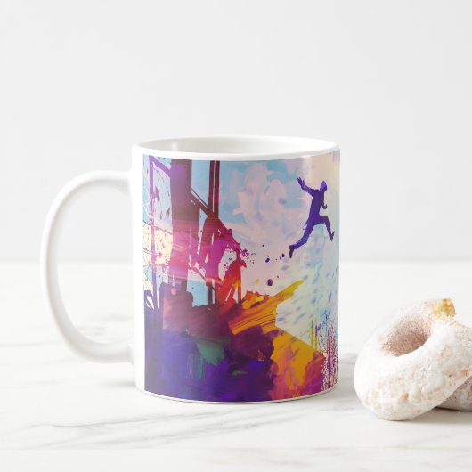 Mug Parkour Urban Free Runling Freestyling Art Moderne (Avec donut)