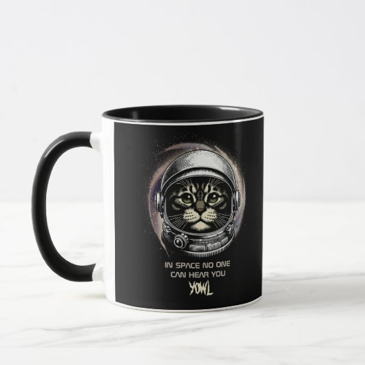 Mug Parodie de l'espace de la cuillère de chat amusant (Gauche)