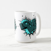 Mug Parole d'amour avec les coeurs dans une couleur ve (Devant droit)