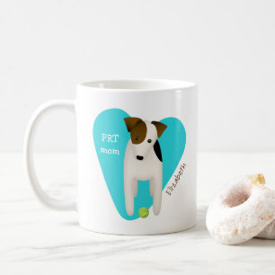 Mug Parson Russell chien w ball PRT maman coeur turquo