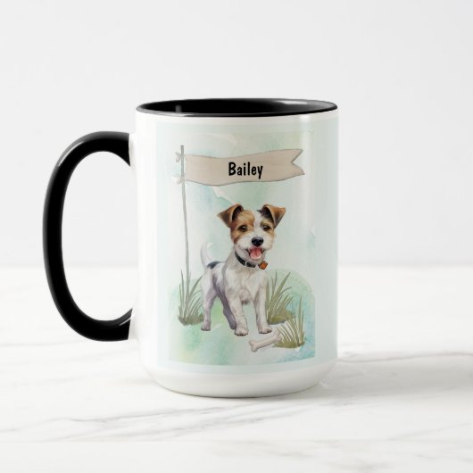 Mug Parson Russell Terrier Watercolor Personalized Dog (Gauche)