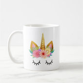 Mug Partie florale de licorne d'or (Gauche)