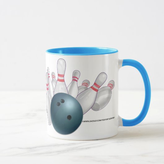 Mug Partie personnalisée bleue de boule de bowling (Droite)