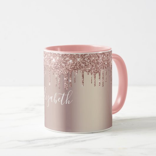 Mug Parties scintillant à goutte rose or Rose Monogram (Devant droit)