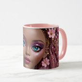 Mug Parties scintillant à poupée mousseuse et fleurs (Devant droit)