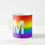 Mug Parties scintillant arc-en-ciel chic rayures Nom d (Devant gauche)