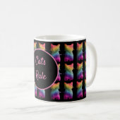 Mug Parties scintillant Arc-en-ciel foncé Motif de cha (Devant droit)
