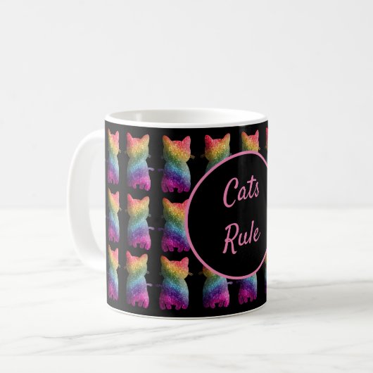 Mug Parties scintillant Arc-en-ciel foncé Motif de cha (Devant gauche)