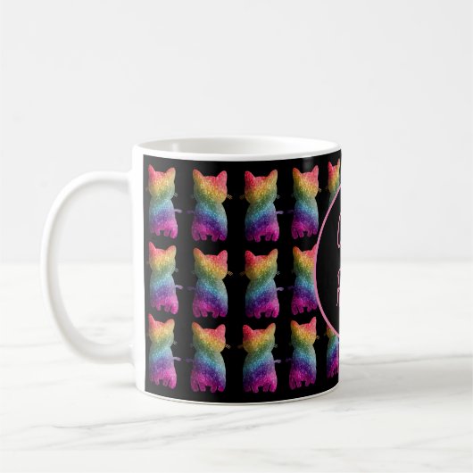 Mug Parties scintillant Arc-en-ciel foncé Motif de cha (Gauche)