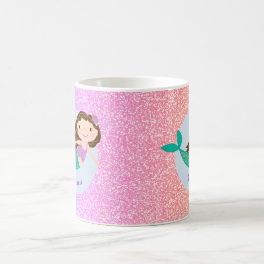 Mug Parties scintillant arc-en-ciel mignonne sirène pe (Centre)