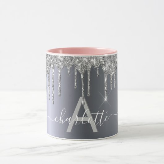 Mug Parties scintillant argent goutte le nom du monogr (Centre)