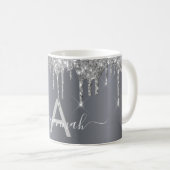 Mug Parties scintillant argent goutte le nom du monogr (Devant droit)