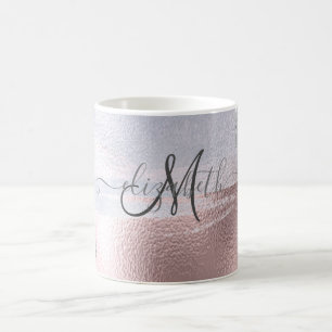 Mug Parties scintillant argent gouttes Rose bleu métal