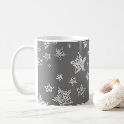 Mug Parties scintillant argent scintille Étoiles motif (Avec donut)