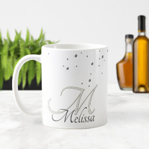 Mug ✨ Parties scintillant argentée Étincelles Nom et M