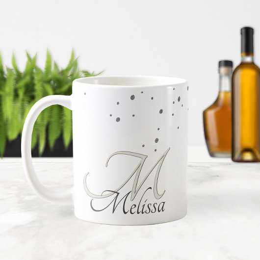 Mug ✨ Parties scintillant argentée Étincelles Nom et M
