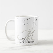Mug ✨ Parties scintillant argentée Étincelles Nom et M (Gauche)