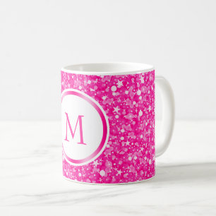 Mug Parties scintillant Blanc Et Rose Monogramme