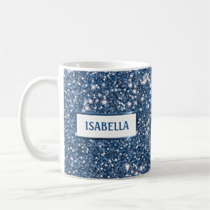Mug Parties scintillant Bleu Faux Regarder avec nom pe