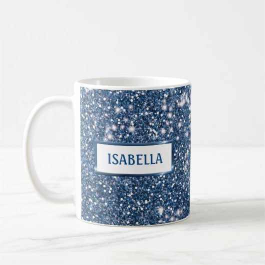 Mug Parties scintillant Bleu Faux Regarder avec nom pe (Gauche)