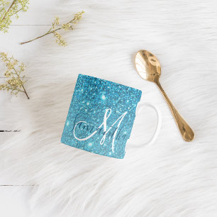 Mug Parties scintillant bleu moderne éclaboussures Nom
