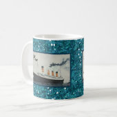 Mug Parties scintillant bleu océan Titanic Personnalis (Devant gauche)