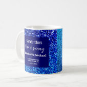 Mug Parties scintillant Bleue Bachelorette Fête Verre  (Devant gauche)