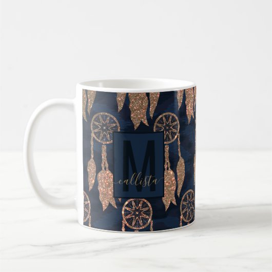 Mug Parties scintillant bleue de la Marine or Ikat Dre (Gauche)