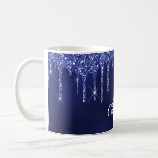 Mug Parties scintillant bleue nom gouttes monogramme i (Gauche)