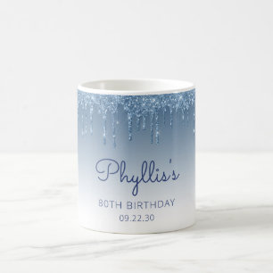 Mug Parties scintillant bleue personnalisée 80e annive
