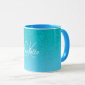 Mug parties scintillant bleue turquoise aqua vert mer  (Devant droit)