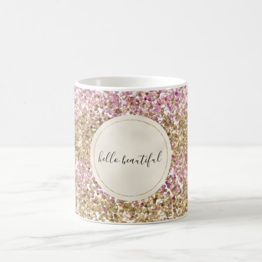 Mug Parties scintillant Confetti rose or Personnalisée (Centre)