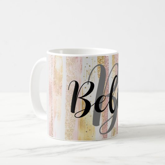 Mug Parties scintillant d'aquarelle rose blanc Paint à (Devant gauche)
