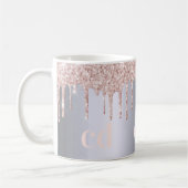 Mug Parties scintillant d'argent goutte rose or monogr (Gauche)
